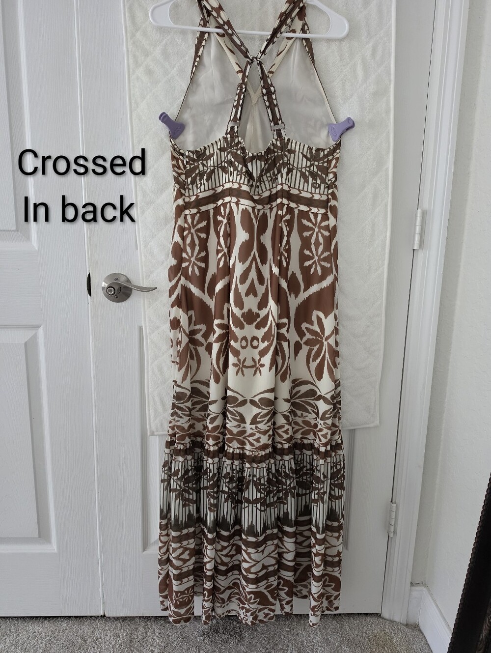 Vineet Bahl Boho Maxi Dress in Brown & White/Beige - Small - Convertible straps - Picture 6 of 11